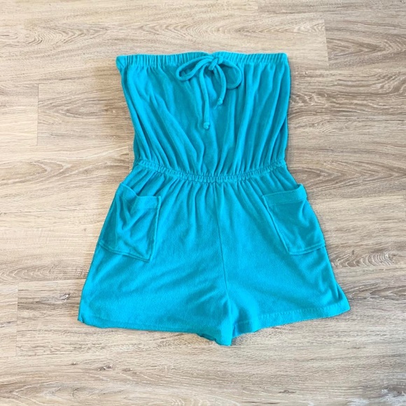 Vintage Pants - Vintage Y2K 2000s 90s terry cloth retro romper